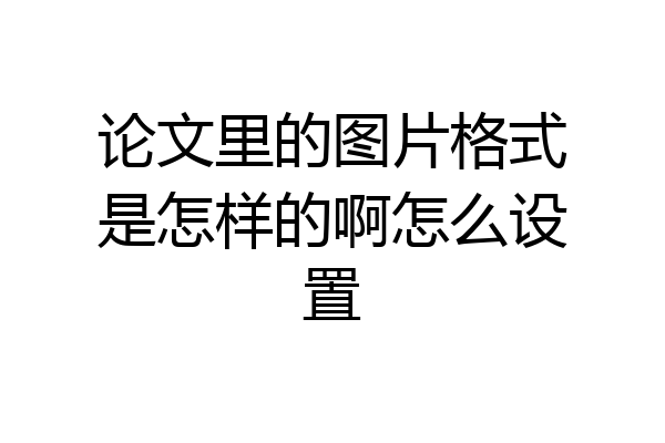 论文里的图片格式是怎样的啊怎么设置