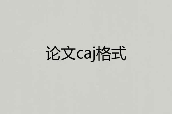 论文caj格式