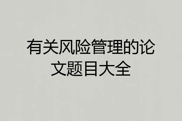 有关风险管理的论文题目大全