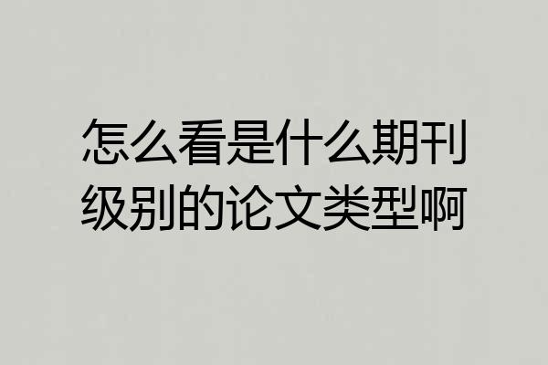 怎么看是什么期刊级别的论文类型啊