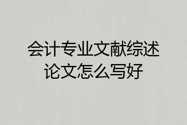 会计专业文献综述论文怎么写好