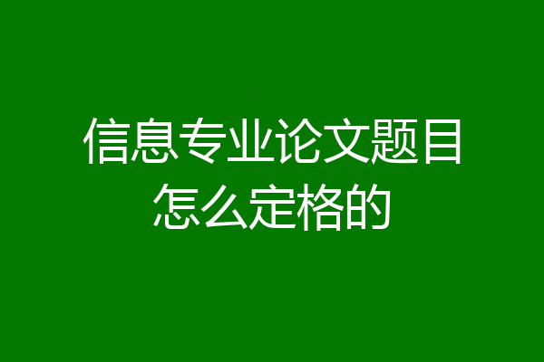 信息专业论文题目怎么定格的