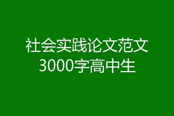 社会实践论文范文3000字高中生