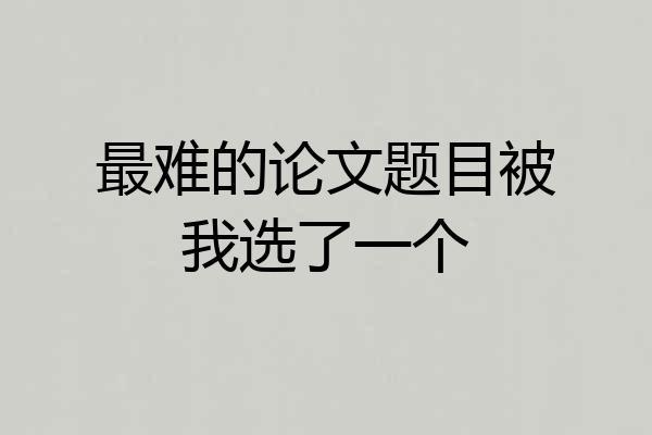 最难的论文题目被我选了一个