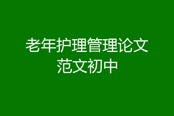 老年护理管理论文范文初中