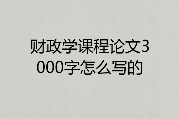 财政学课程论文3000字怎么写的