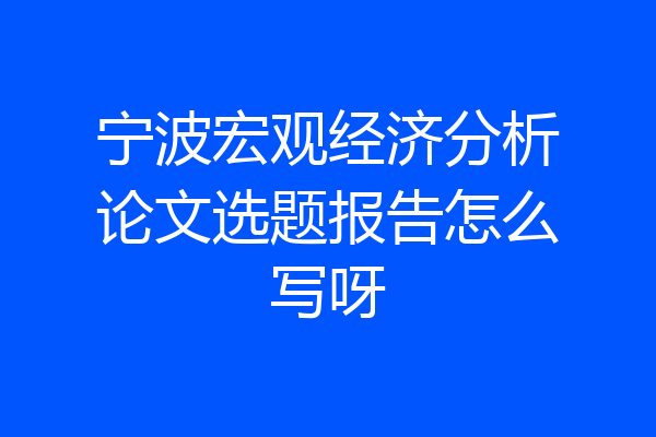 宁波宏观经济分析论文选题报告怎么写呀