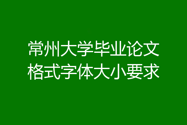 常州大学毕业论文格式字体大小要求