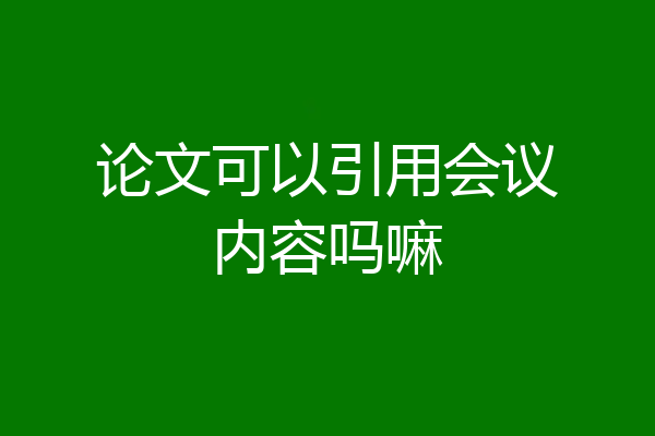 论文可以引用会议内容吗嘛