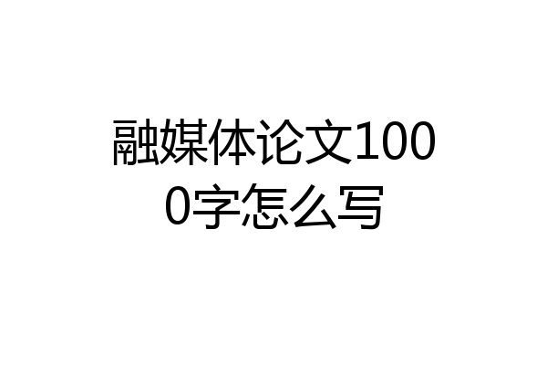 融媒体论文1000字怎么写