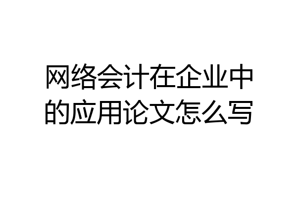 网络会计在企业中的应用论文怎么写