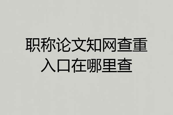 职称论文知网查重入口在哪里查
