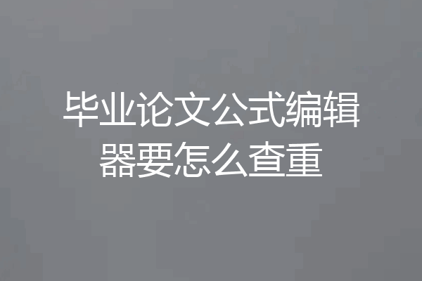 毕业论文公式编辑器要怎么查重