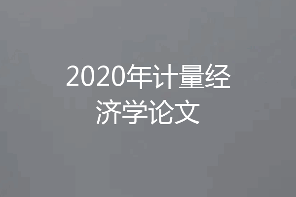 2020年计量经济学论文