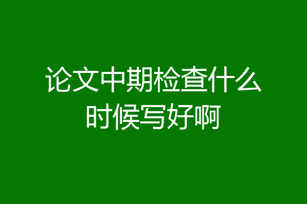 论文中期检查什么时候写好啊