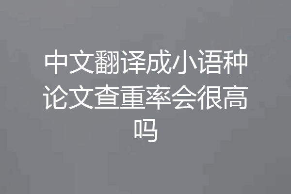 中文翻译成小语种论文查重率会很高吗
