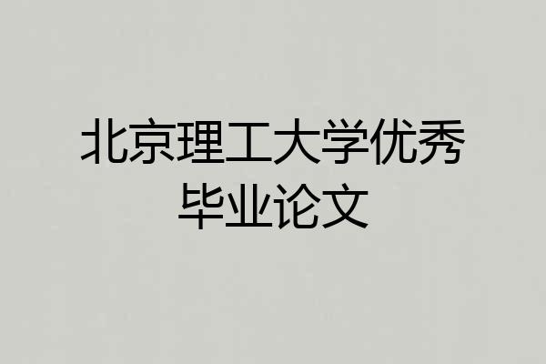 北京理工大学优秀毕业论文