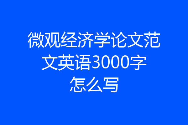 微观经济学论文范文英语3000字怎么写