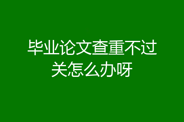 毕业论文查重不过关怎么办呀