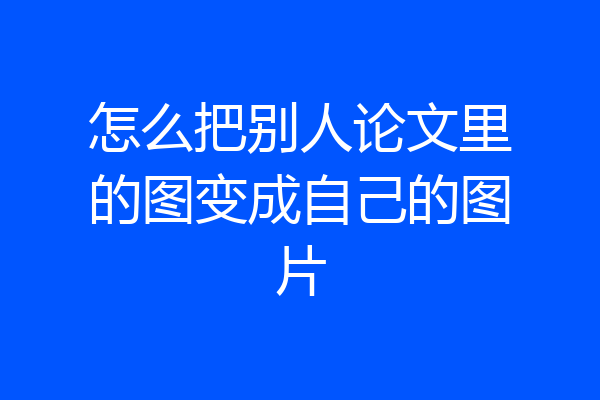 怎么把别人论文里的图变成自己的图片