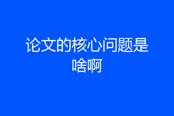 论文的核心问题是啥啊