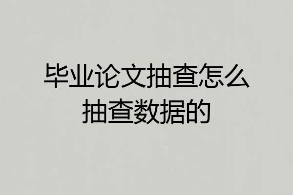 毕业论文抽查怎么抽查数据的