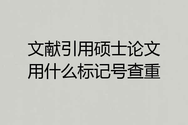 文献引用硕士论文用什么标记号查重