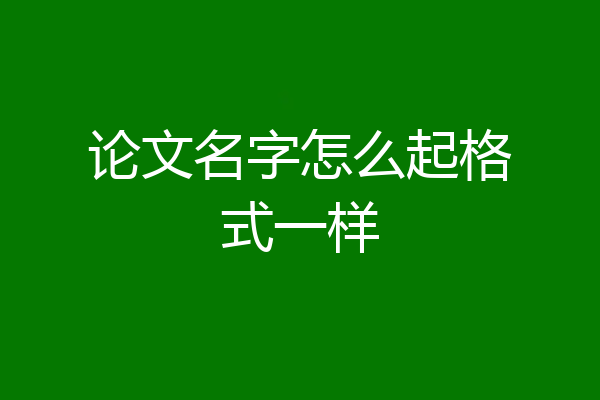 论文名字怎么起格式一样