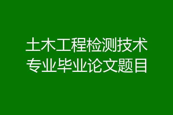 土木工程检测技术专业毕业论文题目