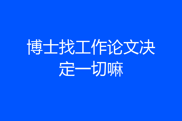 博士找工作论文决定一切嘛