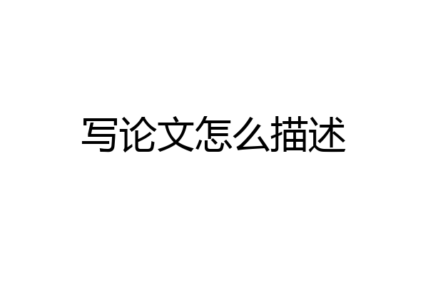 写论文怎么描述
