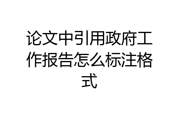 论文中引用政府工作报告怎么标注格式