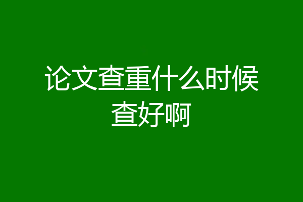 论文查重什么时候查好啊