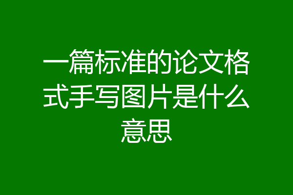 一篇标准的论文格式手写图片是什么意思
