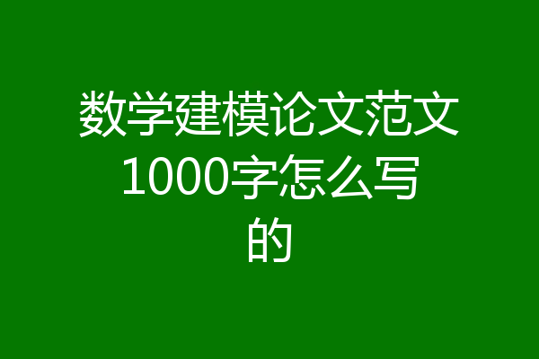 数学建模论文范文1000字怎么写的
