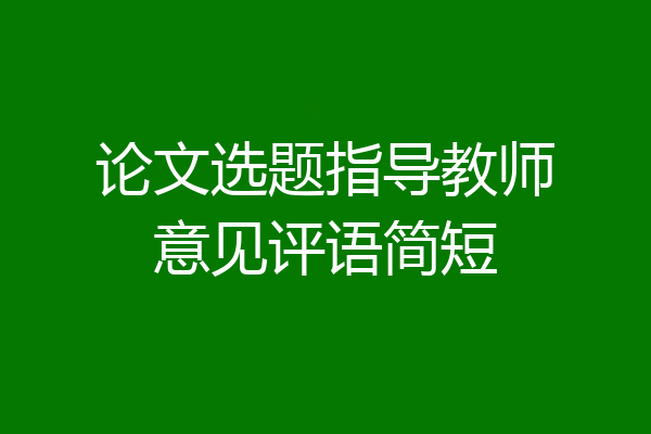 论文选题指导教师意见评语简短