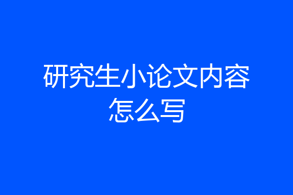 研究生小论文内容怎么写