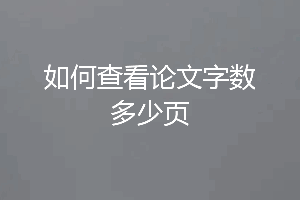 如何查看论文字数多少页