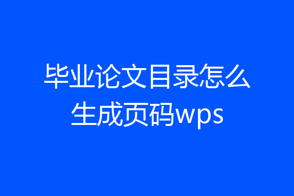 毕业论文目录怎么生成页码wps