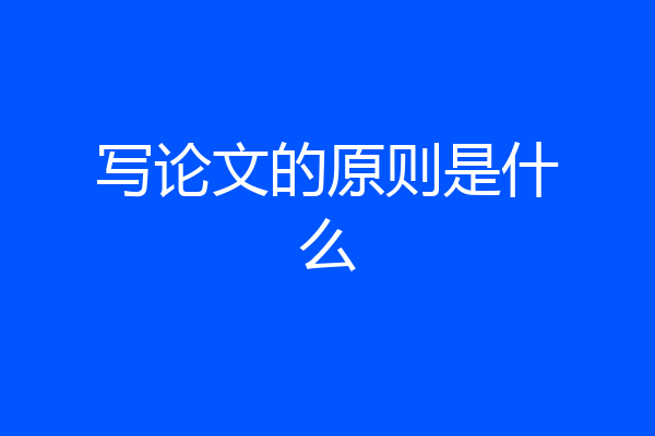 写论文的原则是什么