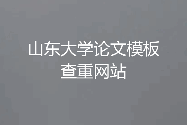 山东大学论文模板查重网站
