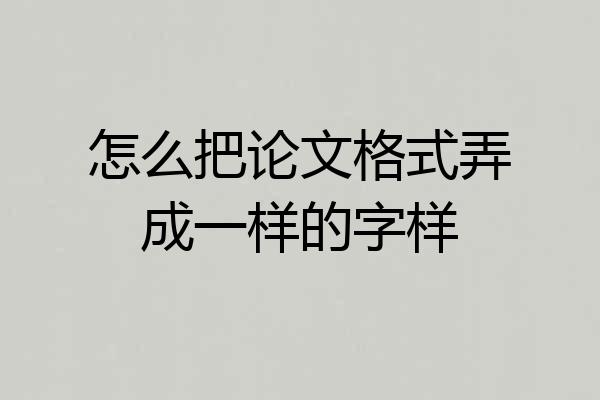 怎么把论文格式弄成一样的字样
