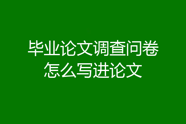 毕业论文调查问卷怎么写进论文