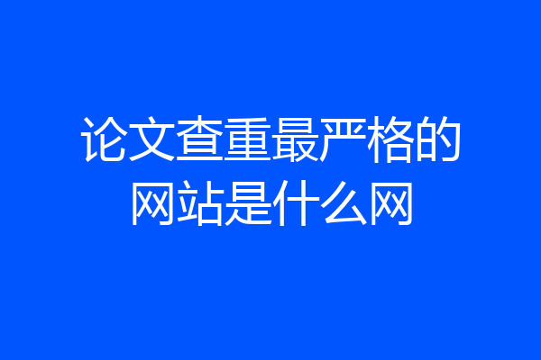 论文查重最严格的网站是什么网