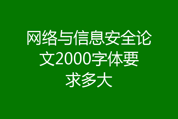 网络与信息安全论文2000字体要求多大
