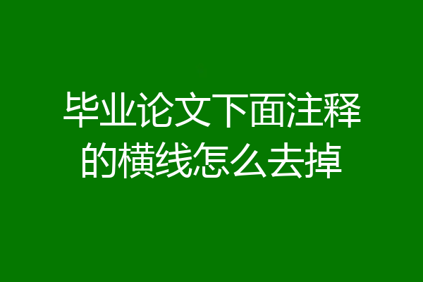 毕业论文下面注释的横线怎么去掉