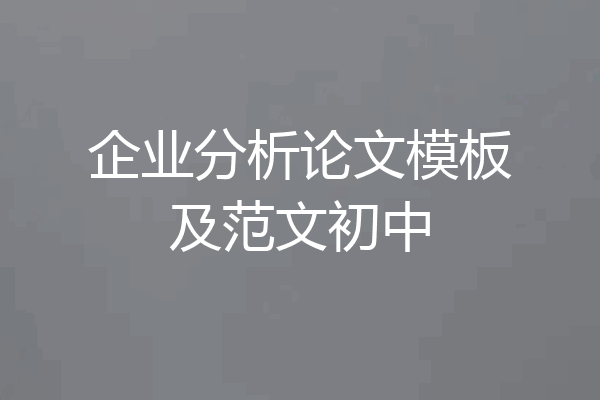 企业分析论文模板及范文初中