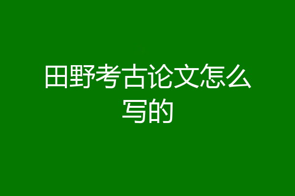 田野考古论文怎么写的