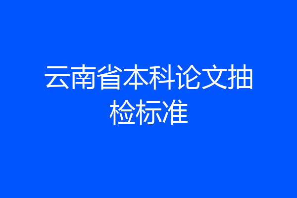 云南省本科论文抽检标准