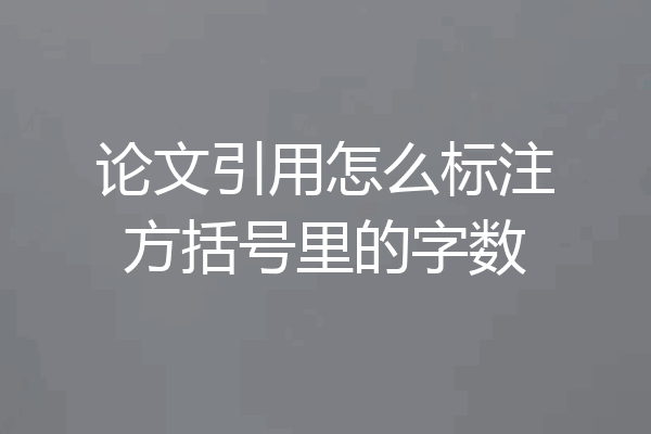 论文引用怎么标注方括号里的字数